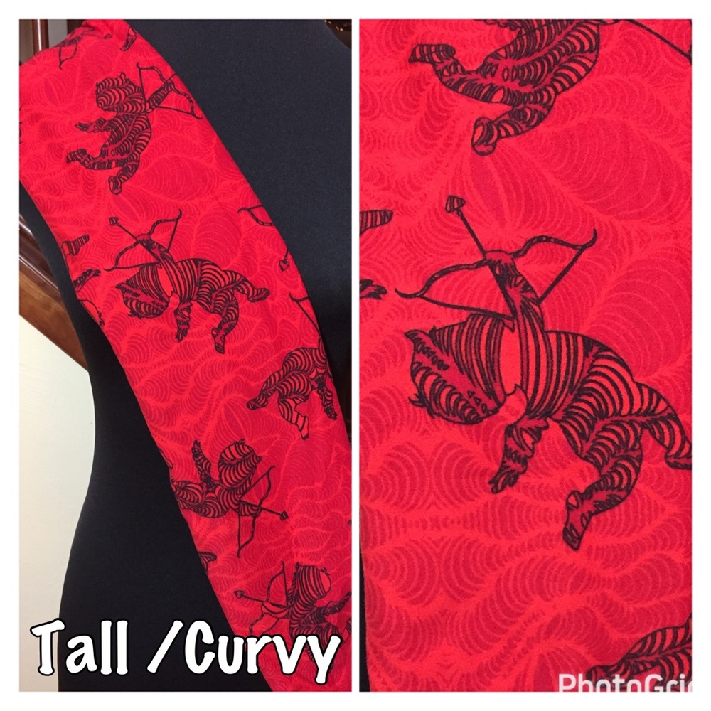 LuLaRoe TALL CURVY 12-18 CUPID Valentine Black Red Leggings Yoga Bottoms NWT!💘